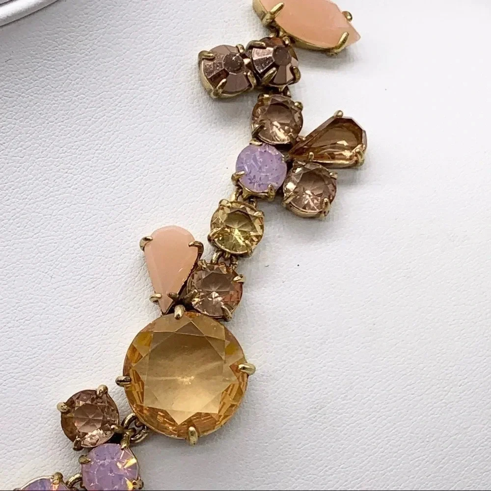J. Crew Crystal Foliage Peach Necklace